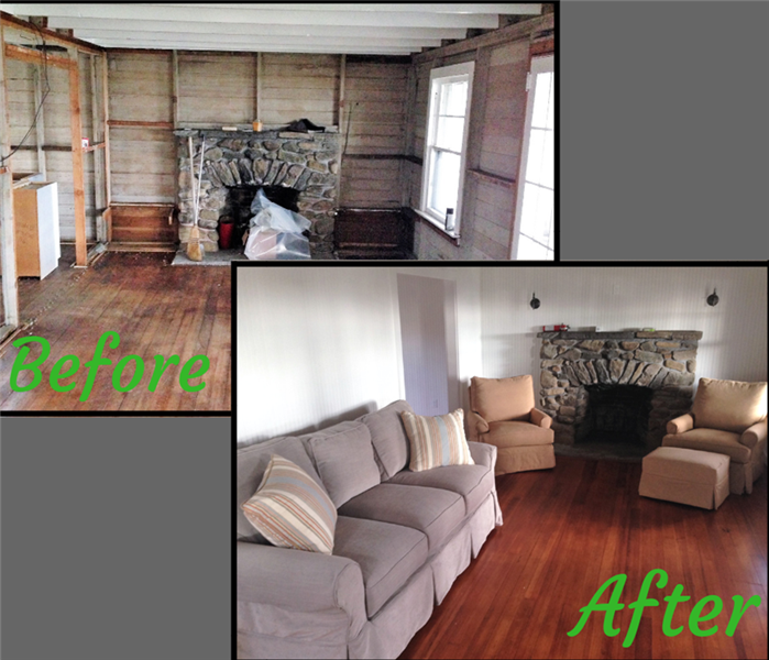 before and after of a living room