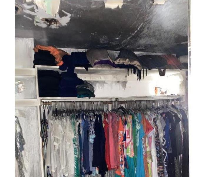 Fire damaged closet