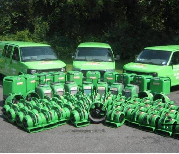 Servpro trucks and cleaning machines
